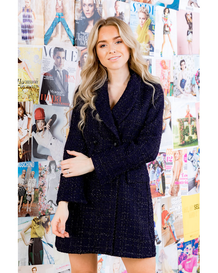 DARK BLUE SHINY COAT DRESS