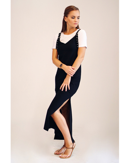 BUCKLE MAXI SLIT DRESS BLACK