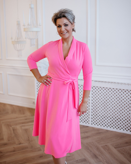 MOON MIDI DRESS NEON PINK