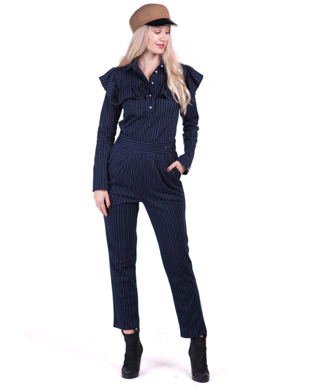 BLUE STRIPE SQUARE FRILL SET