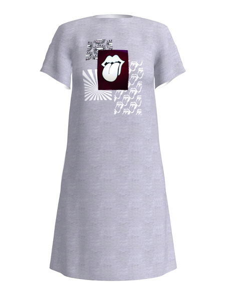 KISS PRINT DRESS LIGHT GREY