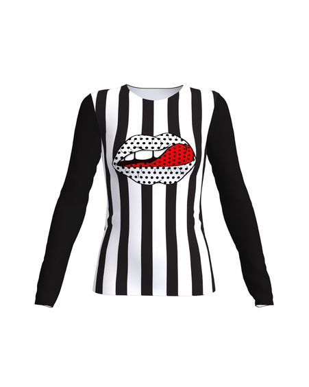 POLKA DOT LIPS BLACK&WHITE SHIRT