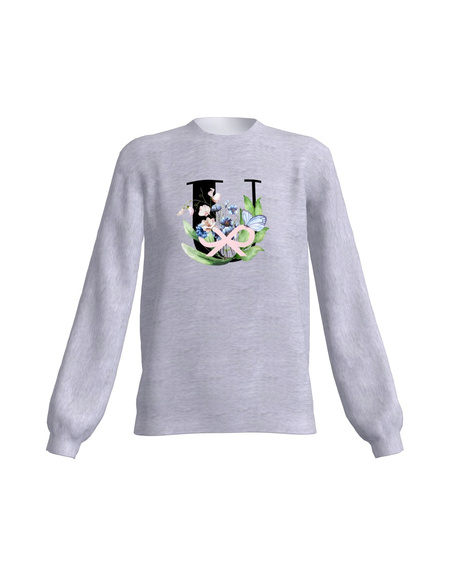 LETTER U FLORAL SWEATSHIRT LIGHT GREY