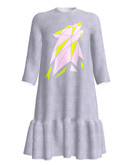 COLORFUL WOLF KIDS FRILL DRESS LIGHT GREY