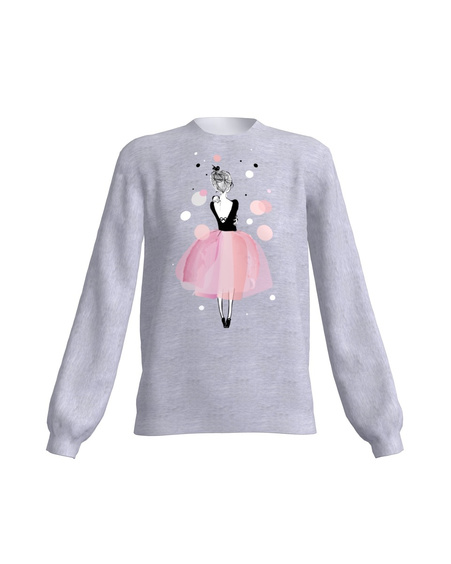 PINK GIRL SWEATSHIRT LIGHT GREY