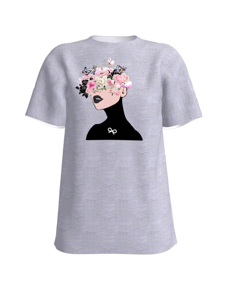 FLOWER HEAD SLIM T-SHIRT LIGHT GREY