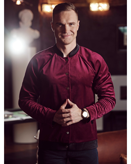 UNISEX BORDEAUX VELVET BOMBER JACKET