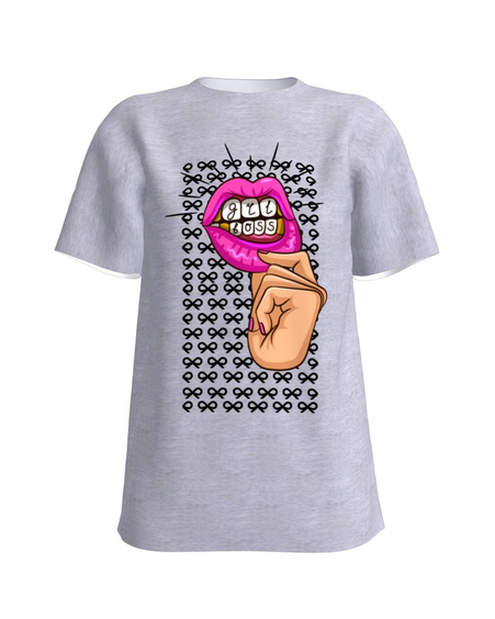 GIRL BOSS SLIM T-SHIRT LIGHT GREY