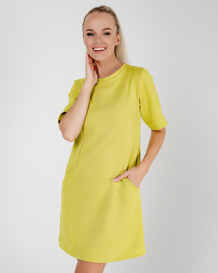 JACQUARD MINI DRESS LIME GREEN