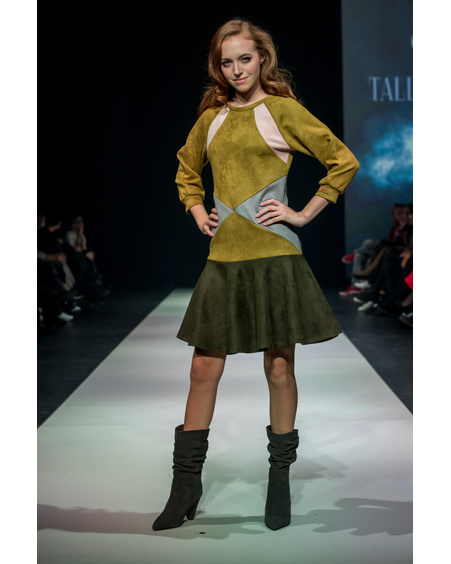 MUSTARD TRIANGLE CIRCLE DRESS