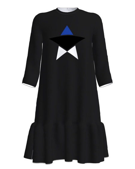 ESTONIAN STAR FRILL DRESS BLACK
