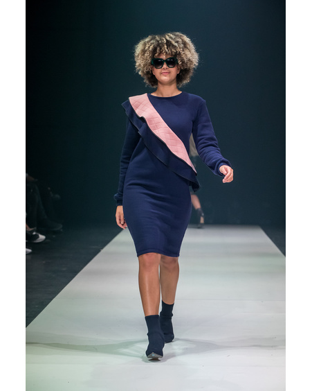 PINK FLARE BLUE JUMPER DRESS