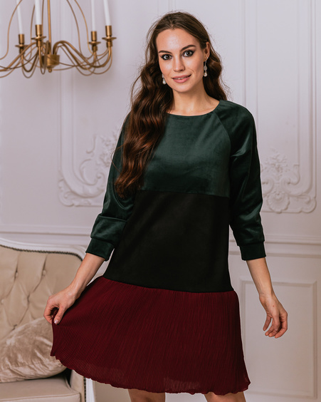 BLOCKS DRESS CHIFFON BORDEAUX