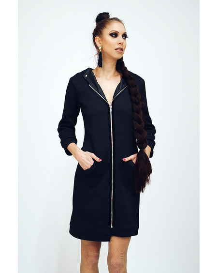 BLACK MINI ZIP DRESS