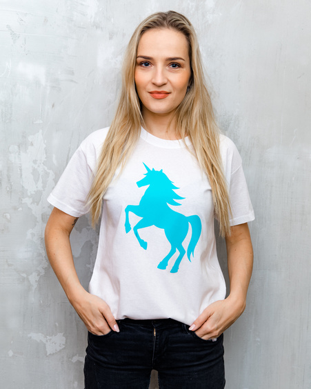 BLUE UNICORN OVERSIZE T-SHIRT WHITE