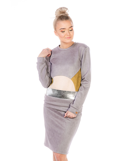 SUNRISE GREY SUEDE SWETER