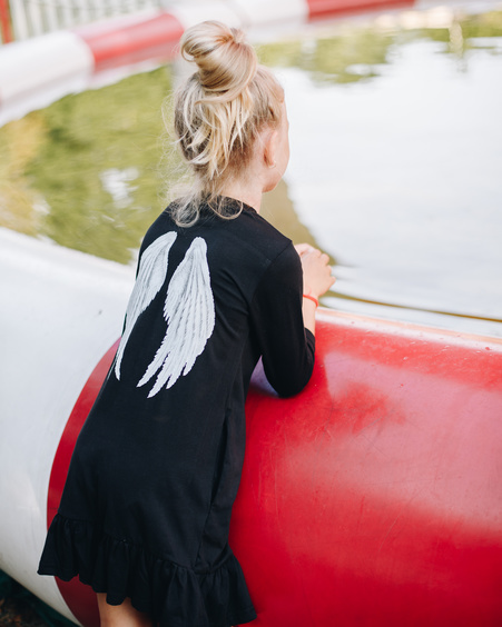 ANGEL KIDS FRILL DRESS BLACK
