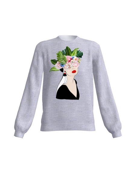 FLORAL HEAD SWEATSHIRT LIGHT GREY