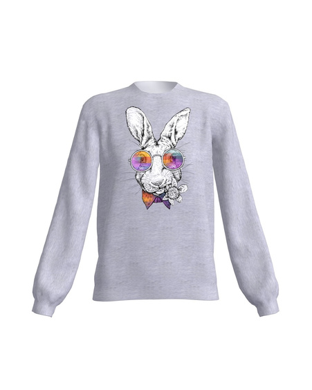 RABBIT WITH SUNGLASSES SWEATSHIRT LIGHT GREY