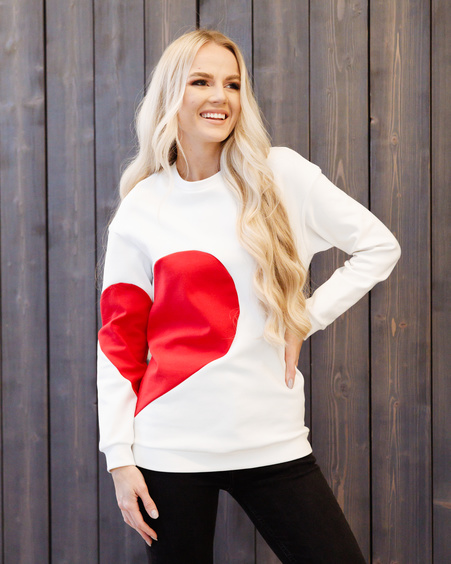 RED HEART SWEATSHIRT WHITE
