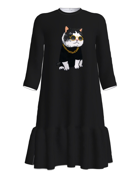 COOL CAT FRILL DRESS BLACK