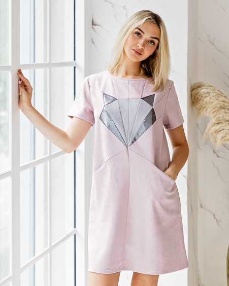 FOX POCKET MINI DRESS SUEDE BLUSH