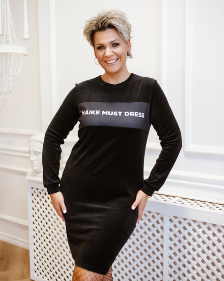 VÄIKE MUST LONG SLEEVE DRESS VELVET BLACK