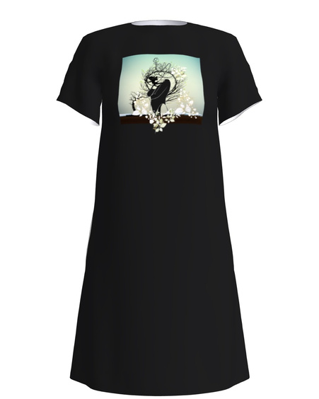 FLOWER HEART Dress A Black