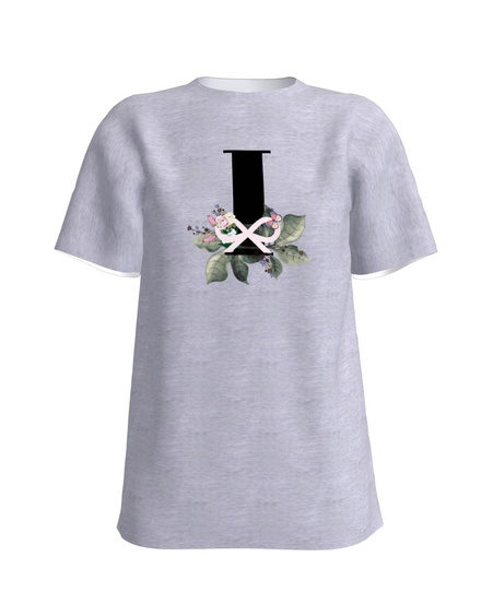 LETTER I FLORAL SLIM T-SHIRT LIGHT GREY